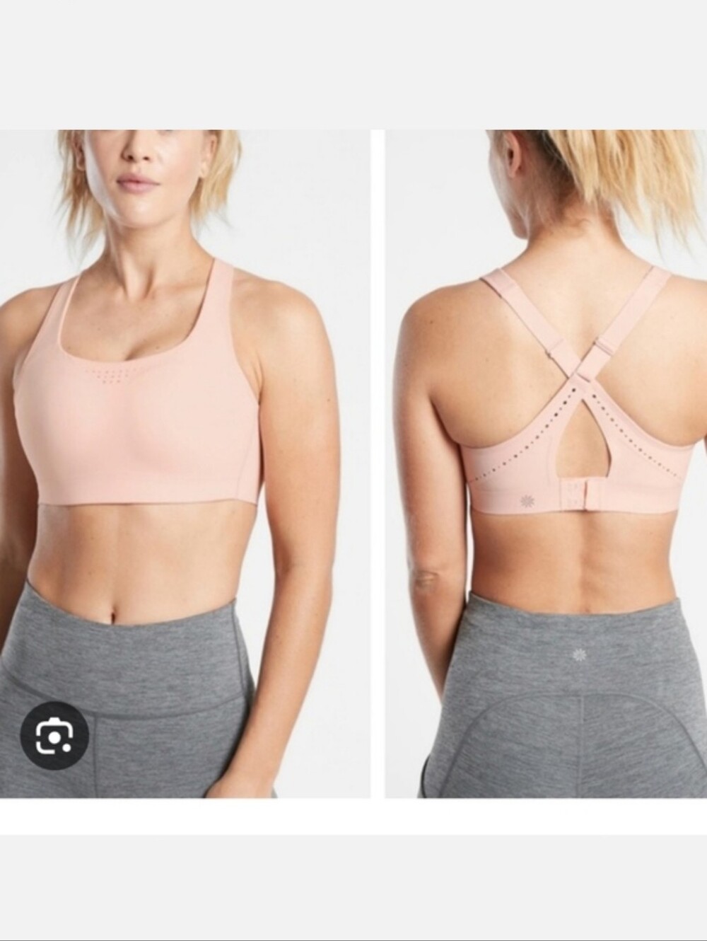 Athleta Phenomena Bra 32DD Racerback Criss Cross Strap Soft Light Pink NWT 32 DD